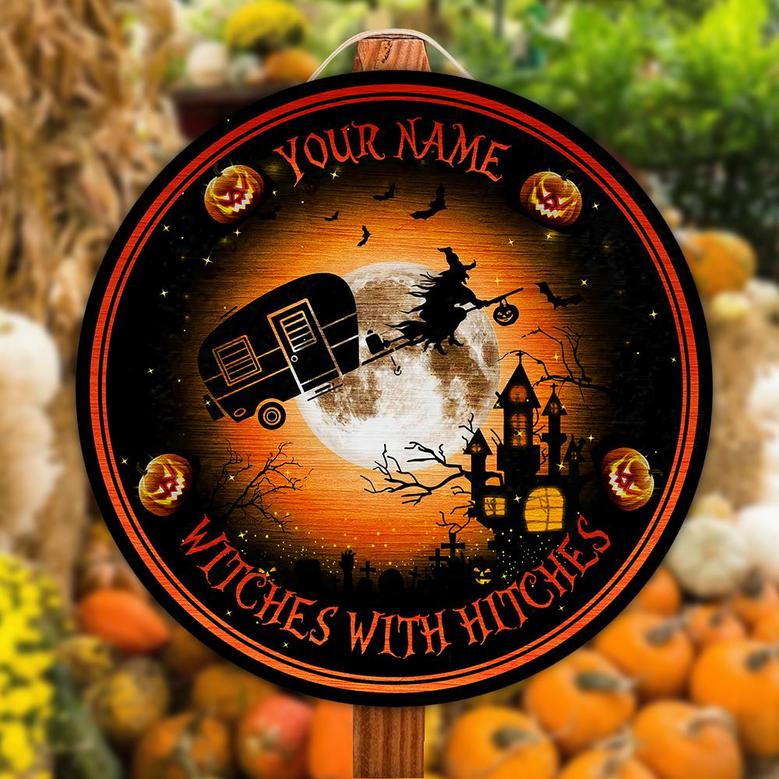 Witches With Hitches Custom Round Wood Sign