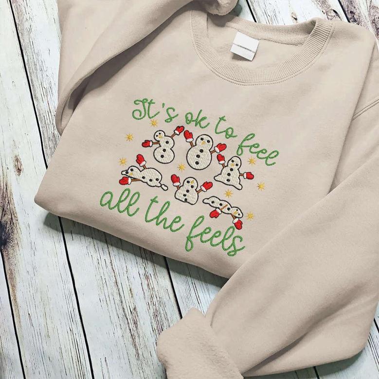 Embroidered Mental Health Sweatshirt, Ok To Feel All the Feels, Christmas Gift