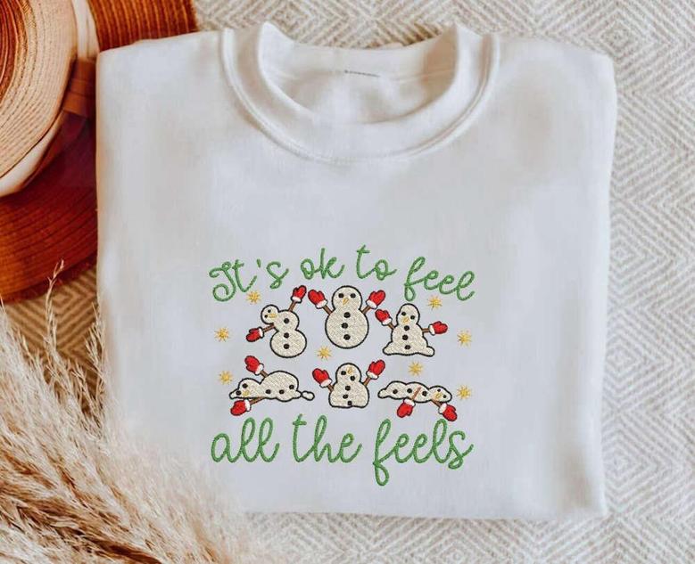 Embroidered Mental Health Sweatshirt, Ok To Feel All the Feels, Christmas Gift