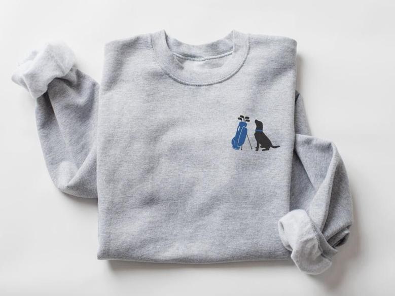 Embroidered Sweatshirt, Black Labrador With Golf Bag Gift For Dog Lover