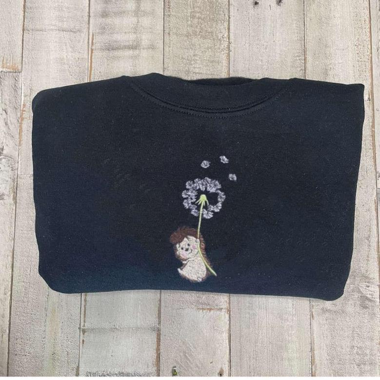 Hedgehog Embroidered Sweatshirt Crewneck Sweatshirt For Men And Women