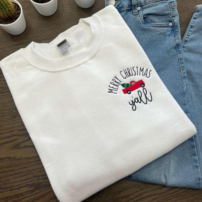 Merry Christmas Embroidered Sweatshirt, Best Gift For Christmas 2023