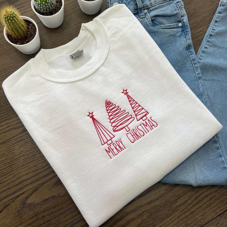 Merry Christmas Sweatshirt, Embroidered Sweatshirt, Gift For Christmas