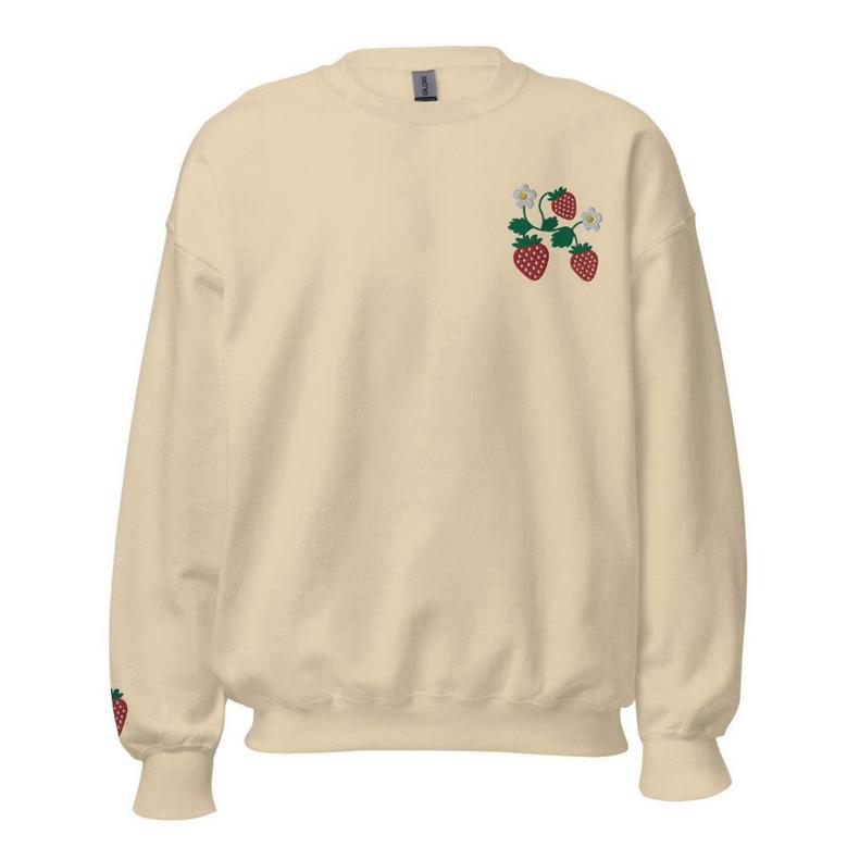Strawberry Embroidered Sweatshirt Crewneck Sweatshirt For Family
