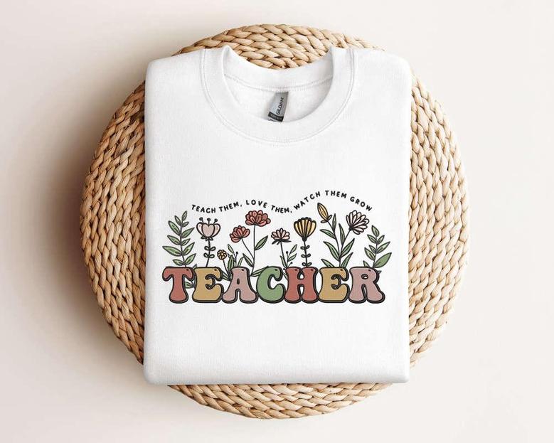 Teacher Embroidered Sweatshirt, Teacher Crewneck Sweatshirt Gift For Teacher