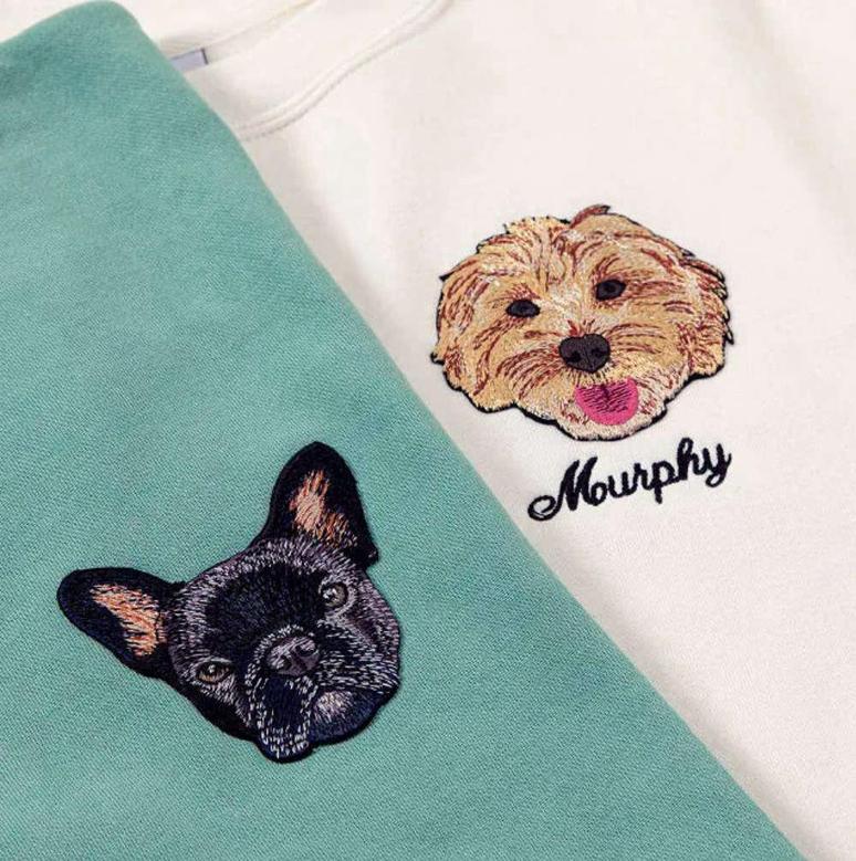 The Custom Embroidered Pet Portrait Patch Sweatshirt Gift For Dog Lover
