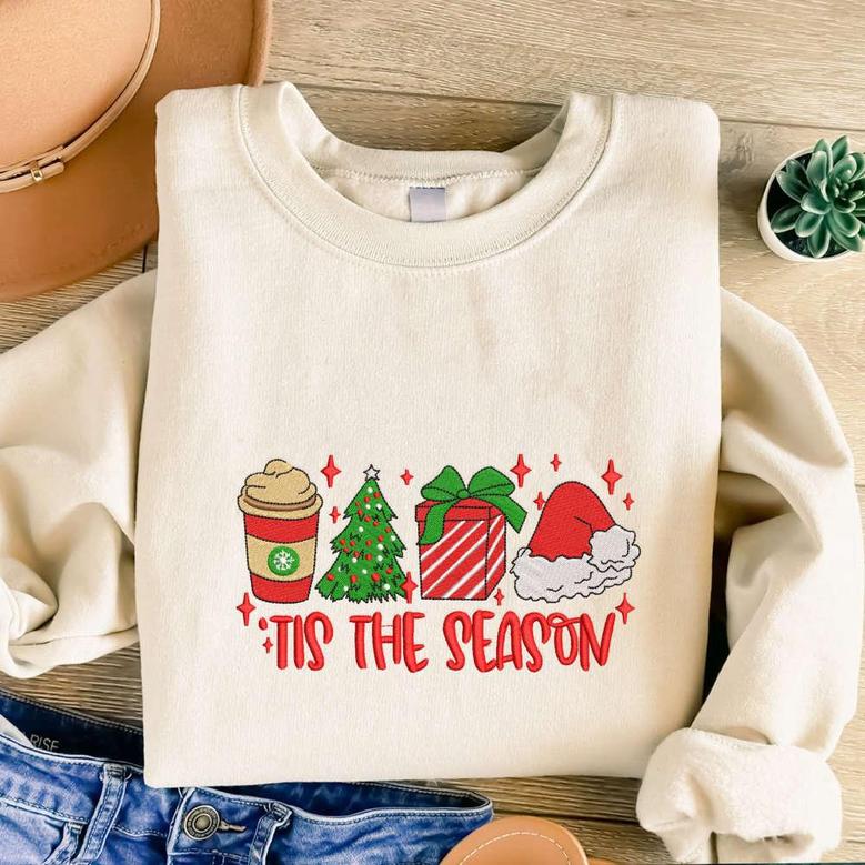 Tis The Season Christmas Embroidered Sweatshirt, Gift For Christmas 2023