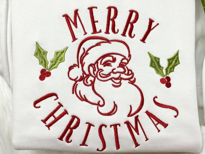 Vintage Santa Christmas Embroidered Sweatshirt, Best Gift For Christmas