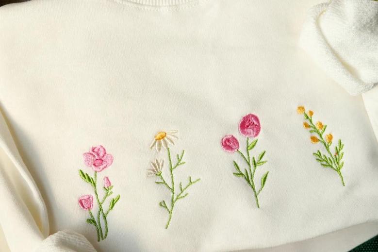 Wildflowers Embroidered Sweatshirt Crewneck Sweatshirt Best For Family