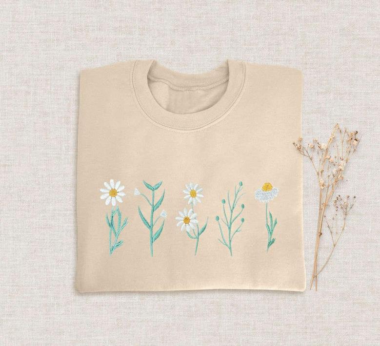 Wildflowers Embroidered Sweatshirt Crewneck Sweatshirt For Family