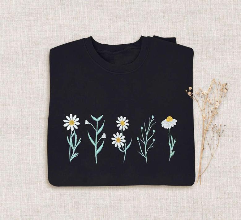 Wildflowers Embroidered Sweatshirt Crewneck Sweatshirt For Family