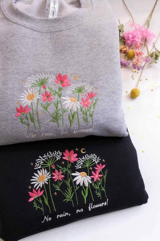 Wildflowers Embroidered Sweatshirt Crewneck Sweatshirt For Men And Women