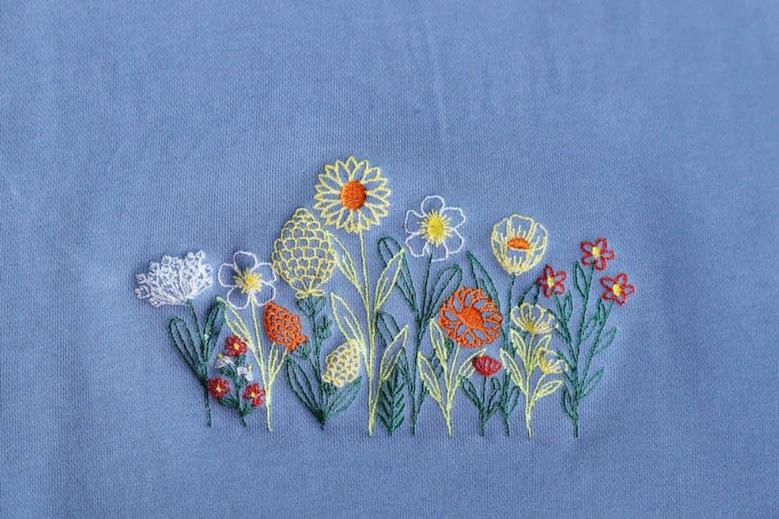 Wildflowers Embroidered Sweatshirt Crewneck Sweatshirt Gift For Family