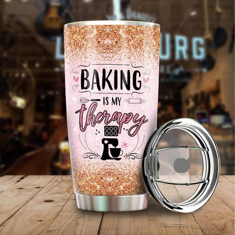 Baking Is My Therapy Personalized Stainless Steel Tumbler Baking Tumbler Baker Gift Gift For Her Women Baking Gift