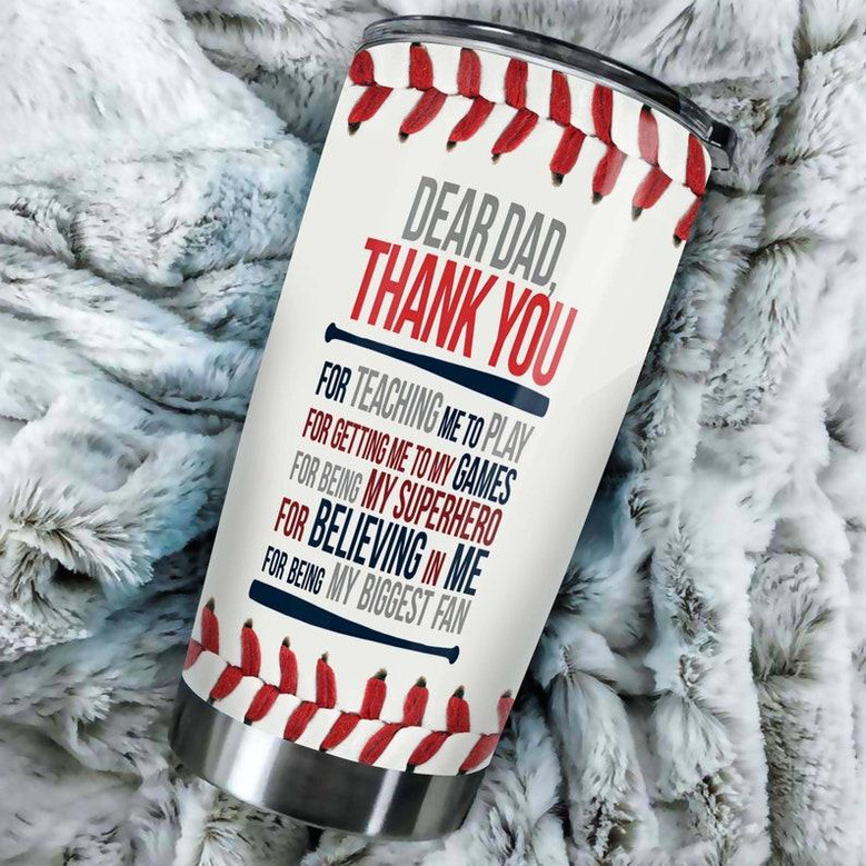 Baseball Dad Thank You For Teaching Me Play Being My Biggest Fanbirthday Christmas Gift Father'S Day Gift For Dad From Son From Daughter