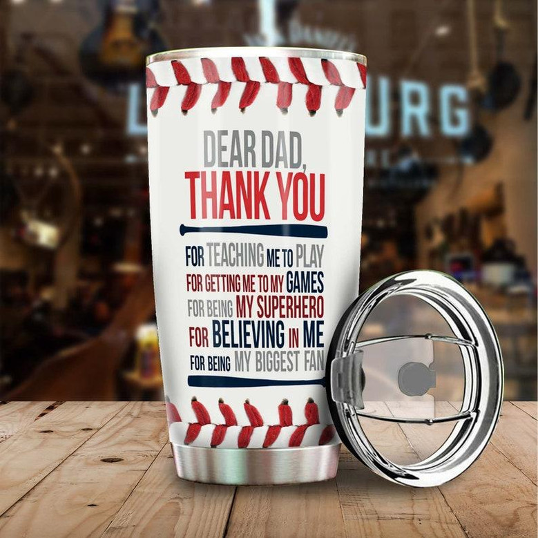 Baseball Dad Thank You For Teaching Me Play Being My Biggest Fanbirthday Christmas Gift Father'S Day Gift For Dad From Son From Daughter
