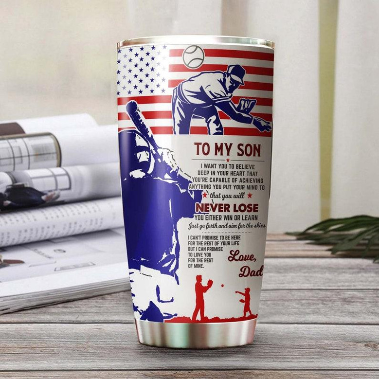 Baseball Dad To My Son Born To Play The Game Personalized Tumblerbirthday Christmas Gift For Baseball Son From Dad Father