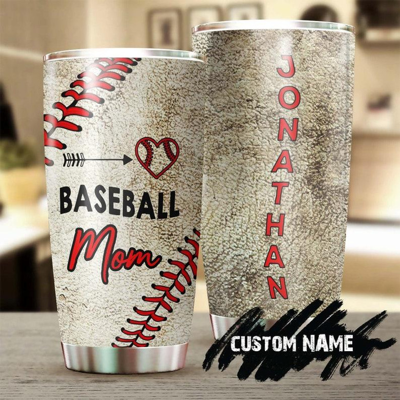 Baseball Mom Heart Funny Cute Personalized Tumblerbirthday Gift Christmas Gift Mother'S Day Gift For Baseball Mom