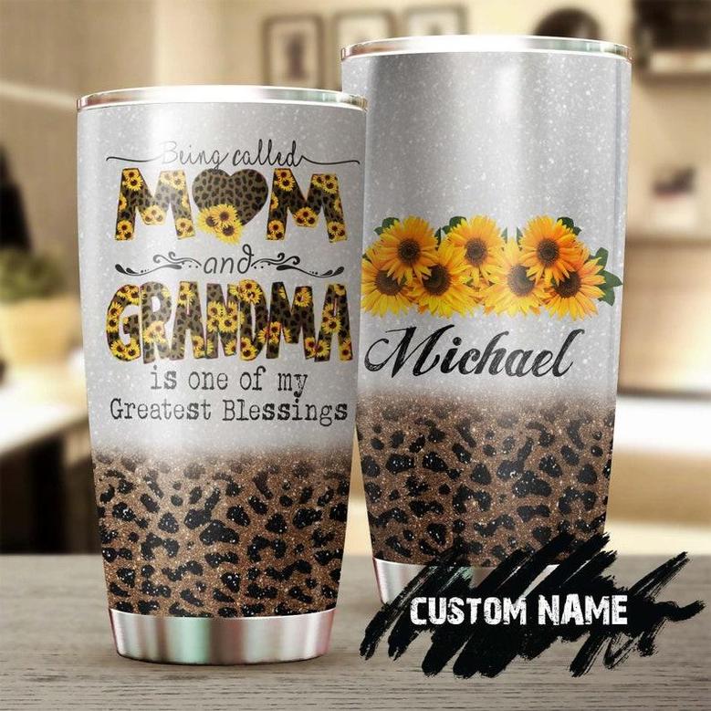 Custom Gift For Grandma, Being Called Mom And Grandma My Greatest Blessing Personalized Stainless Steel 20oz Tumbler grandma Tumbler birthday Grandmother Gift Christmas