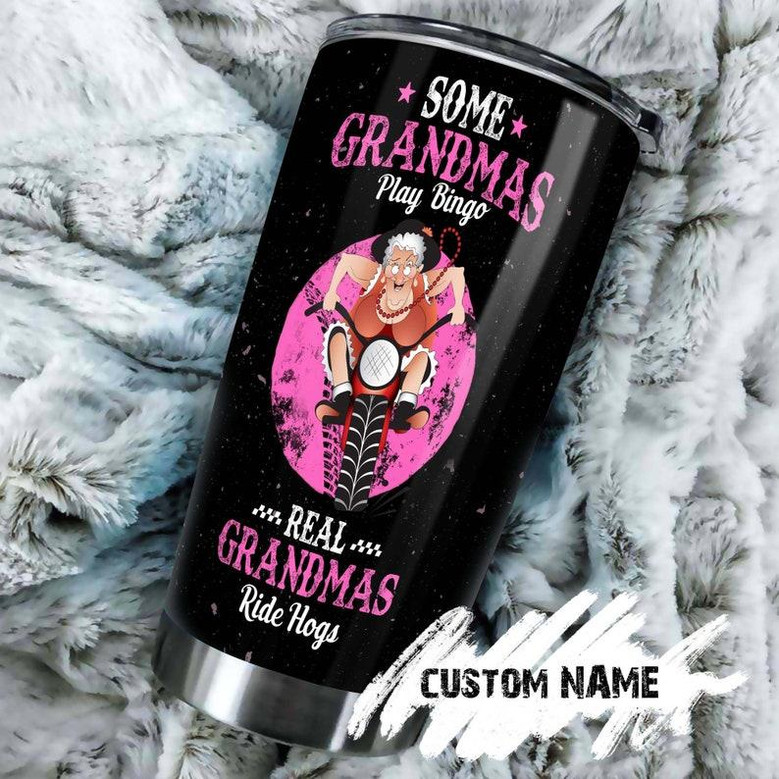 Biker Grandmother Normal Grandma Play Bingo Real Grandma Ride Hogs Funny Personalized Tumblerbirthday Gift Christmas Gift For Grandma