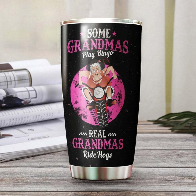 Biker Grandmother Normal Grandma Play Bingo Real Grandma Ride Hogs Funny Personalized Tumblerbirthday Gift Christmas Gift For Grandma