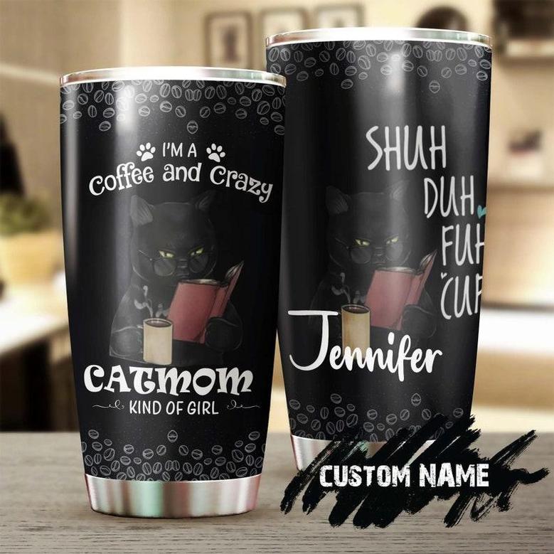 Black Cat Mom Love Coffee Personalized Tumblercat Tumblergift For Cat Lovercat Day Giftmother'S Day Giftgift For Cat Momcoffee Lover
