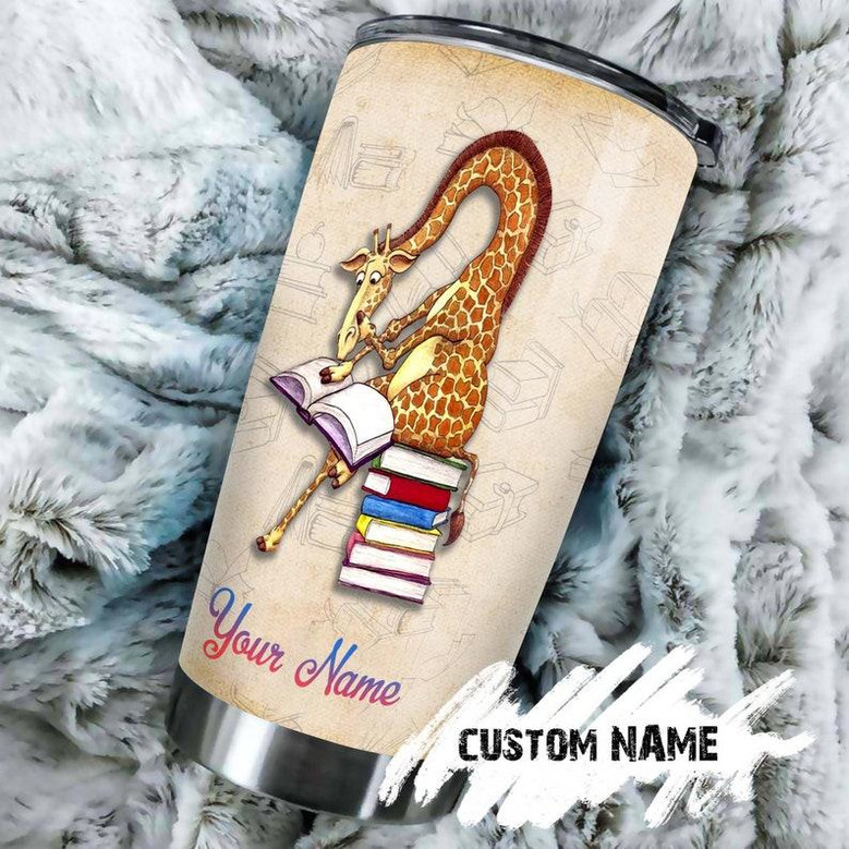 Book Giraffe Dreaming Personalized Tumbler Reading Tumbler Book Lover Gift Bookaholic Tumbler Bookworm Gift Gift For Her Gift For Him