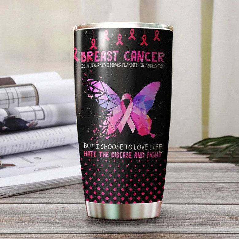 Breast Cancer Love Life Butterfly Personalized Tumblerbreast Cancer Tumblerpink Ribbon Tumblercancer Treatment Care Gift Gift For Her
