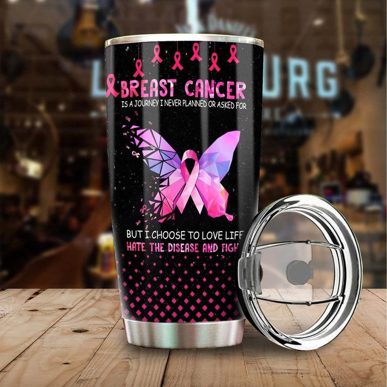 Breast Cancer Love Life Butterfly Personalized Tumblerbreast Cancer Tumblerpink Ribbon Tumblercancer Treatment Care Gift Gift For Her