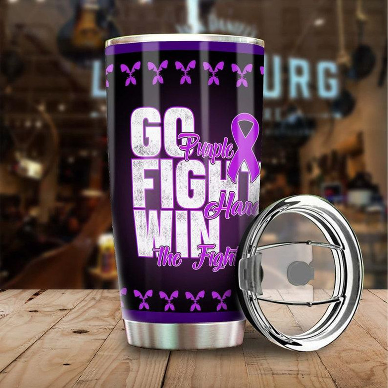 Cancer Survivor Strong Woman Personalized Steel Tumblergift For Cancer Patient Woman Purple Ribbon Tumblercancer Treatment Care Gift