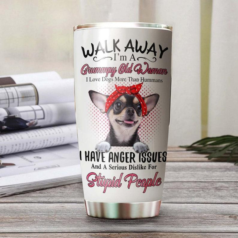 Chihuahua Old Woman Loves Dogs Personalized Tumbler Gift For Chihuahua Dog Mom Dog Grandma Gift Gift For Chihuahua Dog Lover