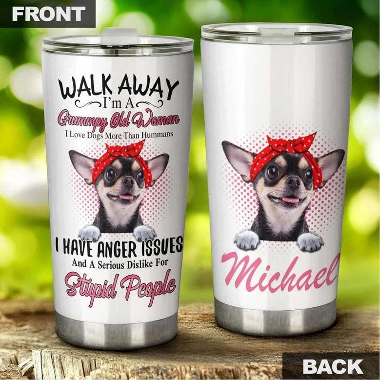 Chihuahua Old Woman Loves Dogs Personalized Tumbler Gift For Chihuahua Dog Mom Dog Grandma Gift Gift For Chihuahua Dog Lover