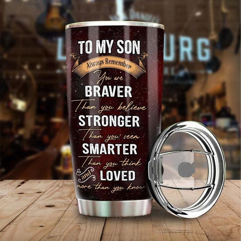 Dad To Son Elephant You Are Braver Than You Think Personalized Tumblerbirthday Gift Christmas Gift For Son From Dad For Elephant Lover