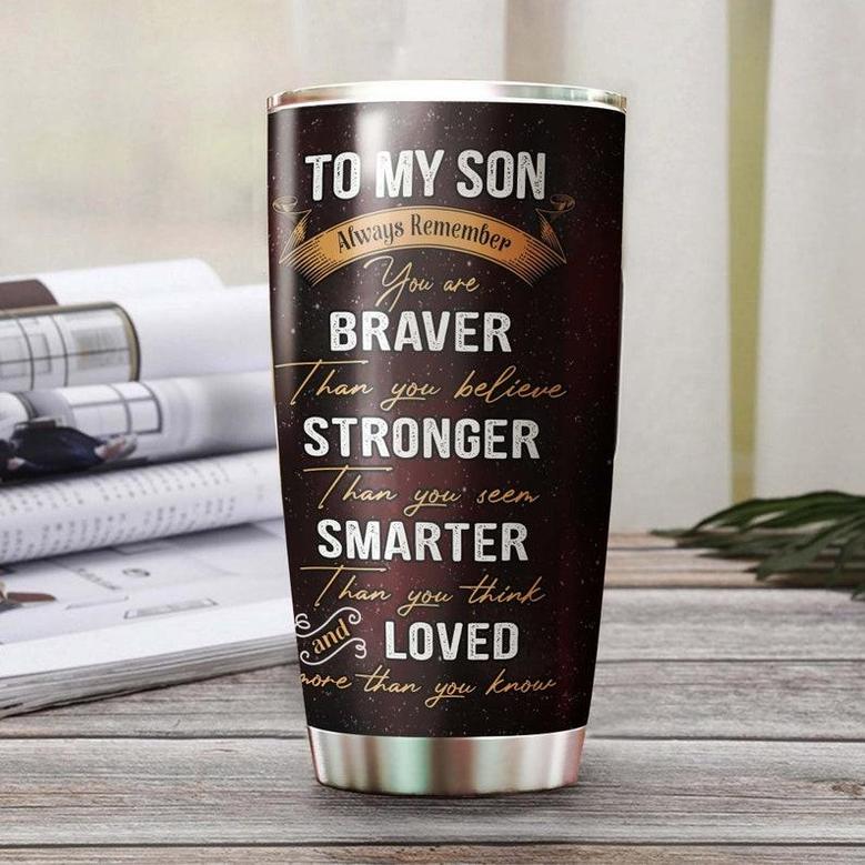 Dad To Son Elephant You Are Braver Than You Think Personalized Tumblerbirthday Gift Christmas Gift For Son From Dad For Elephant Lover