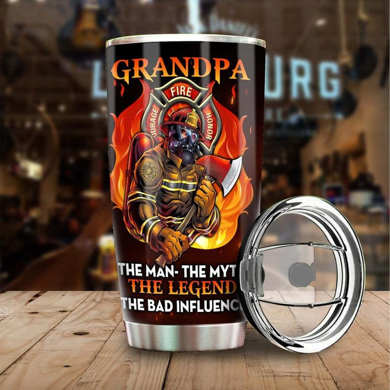 Firefighter Grandpa The Legend Funny Personalized Tumblergrandpa Tumblerbirthday Gift Christmas Gift For Grandpa Grandfather