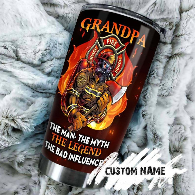 Firefighter Grandpa The Legend Funny Personalized Tumblergrandpa Tumblerbirthday Gift Christmas Gift For Grandpa Grandfather
