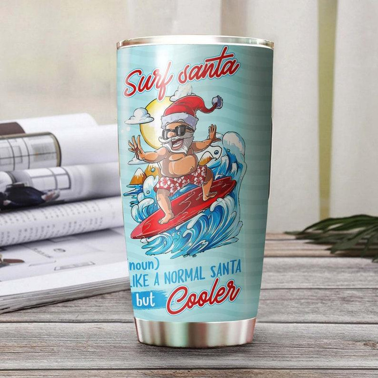 Funny Surfing Santa Personalized Tumblerchristmas Tumblerfancy Christmas Gift For Family For Her For Him Gift For Kids