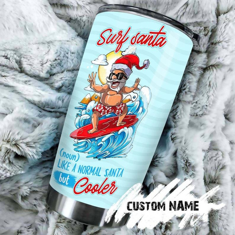 Funny Surfing Santa Personalized Tumblerchristmas Tumblerfancy Christmas Gift For Family For Her For Him Gift For Kids