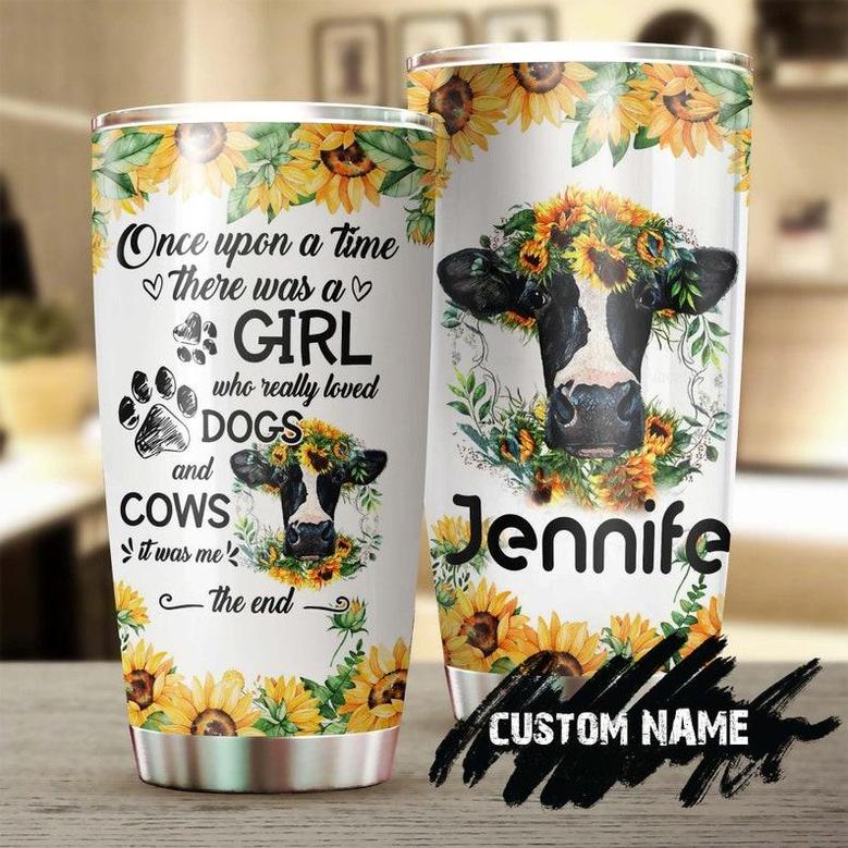Girl Love Dogs And Cows Lover Personalized Tumbler Gift For Dog Mom Gift Gift For Gift For Dog Lover Cow Lover Unique Birthday Gift