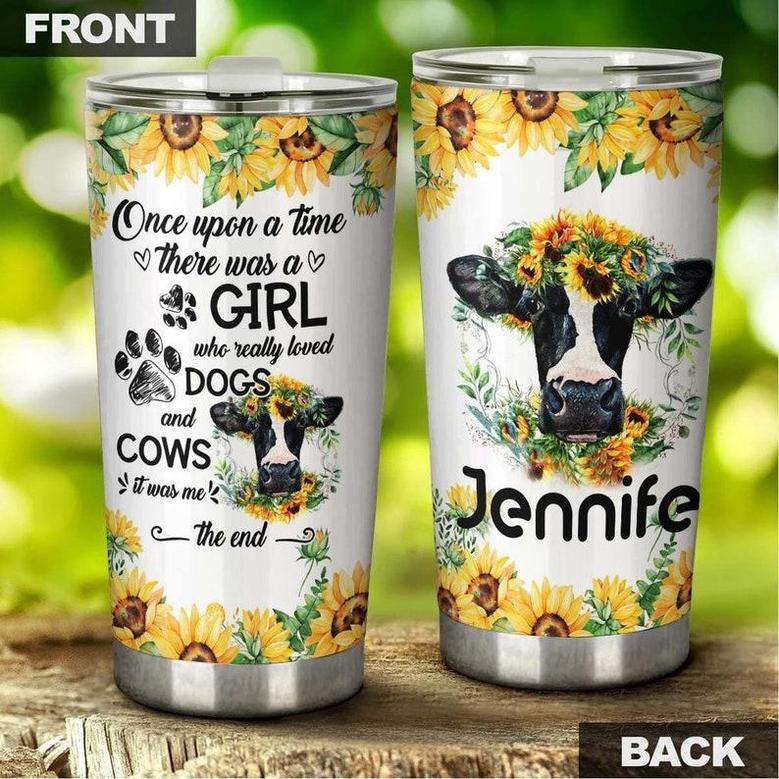 Girl Love Dogs And Cows Lover Personalized Tumbler Gift For Dog Mom Gift Gift For Gift For Dog Lover Cow Lover Unique Birthday Gift