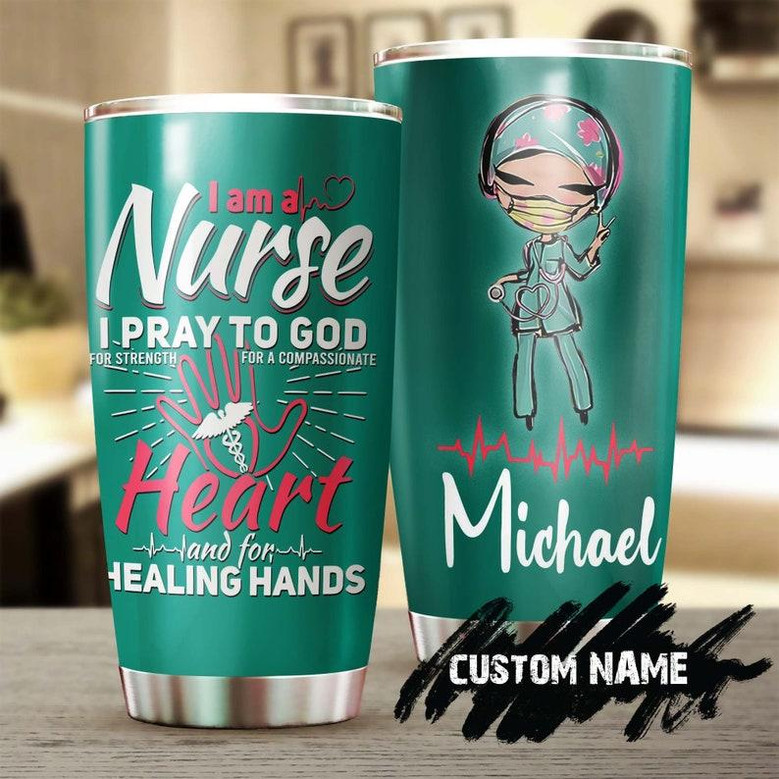 Nurse Healing Hands Pray To God Personalized Nurse Tumblerfunny Nurse Tumblerappreciation Nurse Giftnurse Thank You Giftgift For Nurse