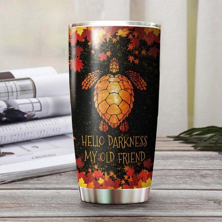 Personalized Autumn Hello Darkness My Old Friend Personalized Tumblerturtle Presentunique Tumblerbirthday Christmas Gift For Turtle Lover