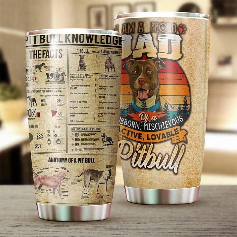 gift For Dog dad, Pitbull Dad Lovable Pitbull Dog Stainless Steel Tumbler 20oz father's Day Gift Pitbull Dad Gift Pitbull Lover fancy Pitbull Tumbler