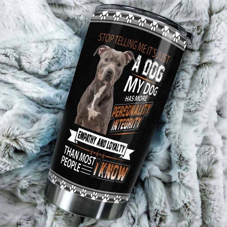 Personalized Dog Mom Dog Dad Gift, Pitbull Empathy And Loyalty Stainless Steel 20oz Tumbler custom Pitbull Tumbler gift For Pitbull Mom Pitbull Dad gift For Pitbull Lover dog Tumbler