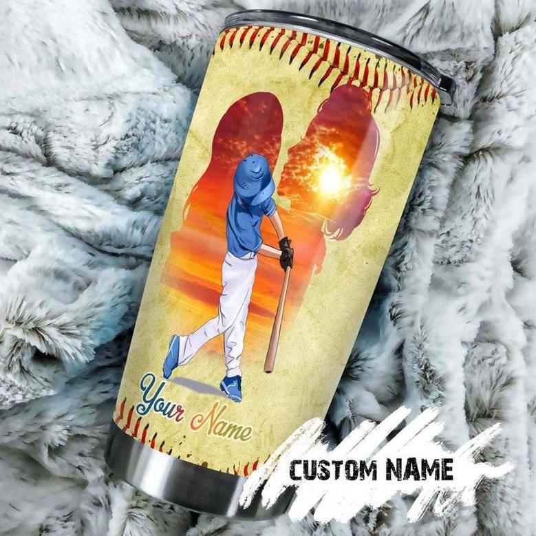 Softball Mom Behind Every Softball Player Is Her Mom Personalized Tumblerbirthday Gift Christmas Gift Mother'S Day Gift For Softball Mom