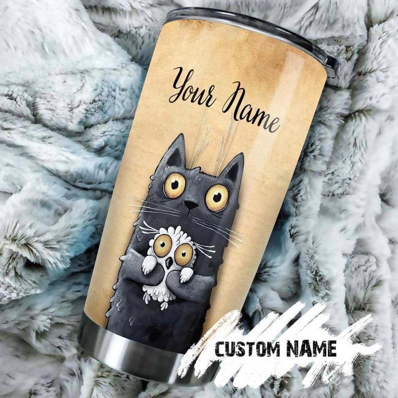 There Was A Girl Really Loved Cats And Owls Personalized Tumblercat Tumbler Gift For Cat Momgift For Owl Lover Cat Ladymother'S Day Gift