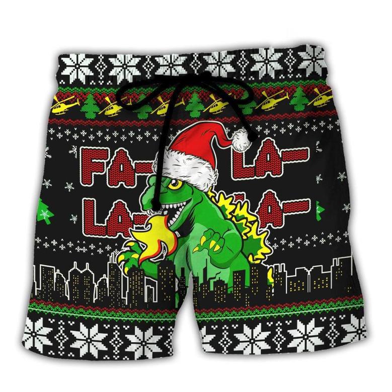 Christmas Godzila Falalalala Xmas Beach Short