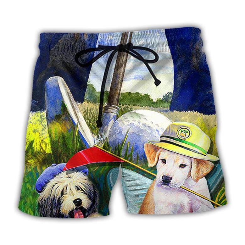 Golf Dog Funny Lover Golf Art Style Beach Short