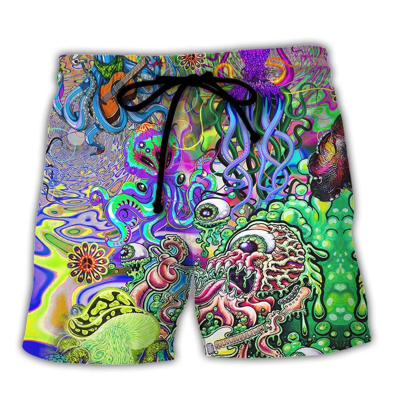 Hippie Funny Octopus Love Music Colorful Ocean Beach Short