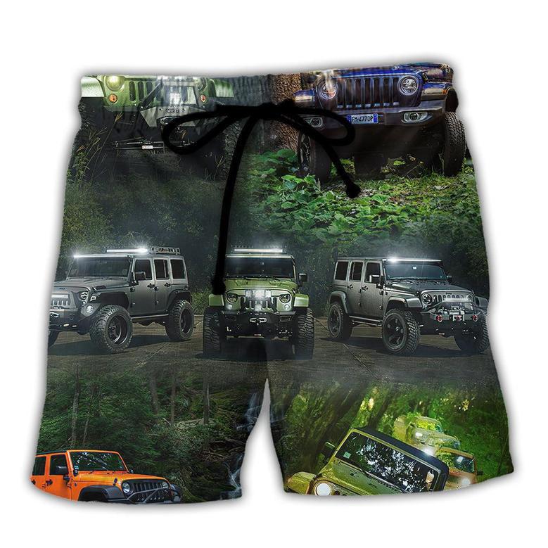 Jeep Dark Jungle Jeep Beach Short For Men And Women